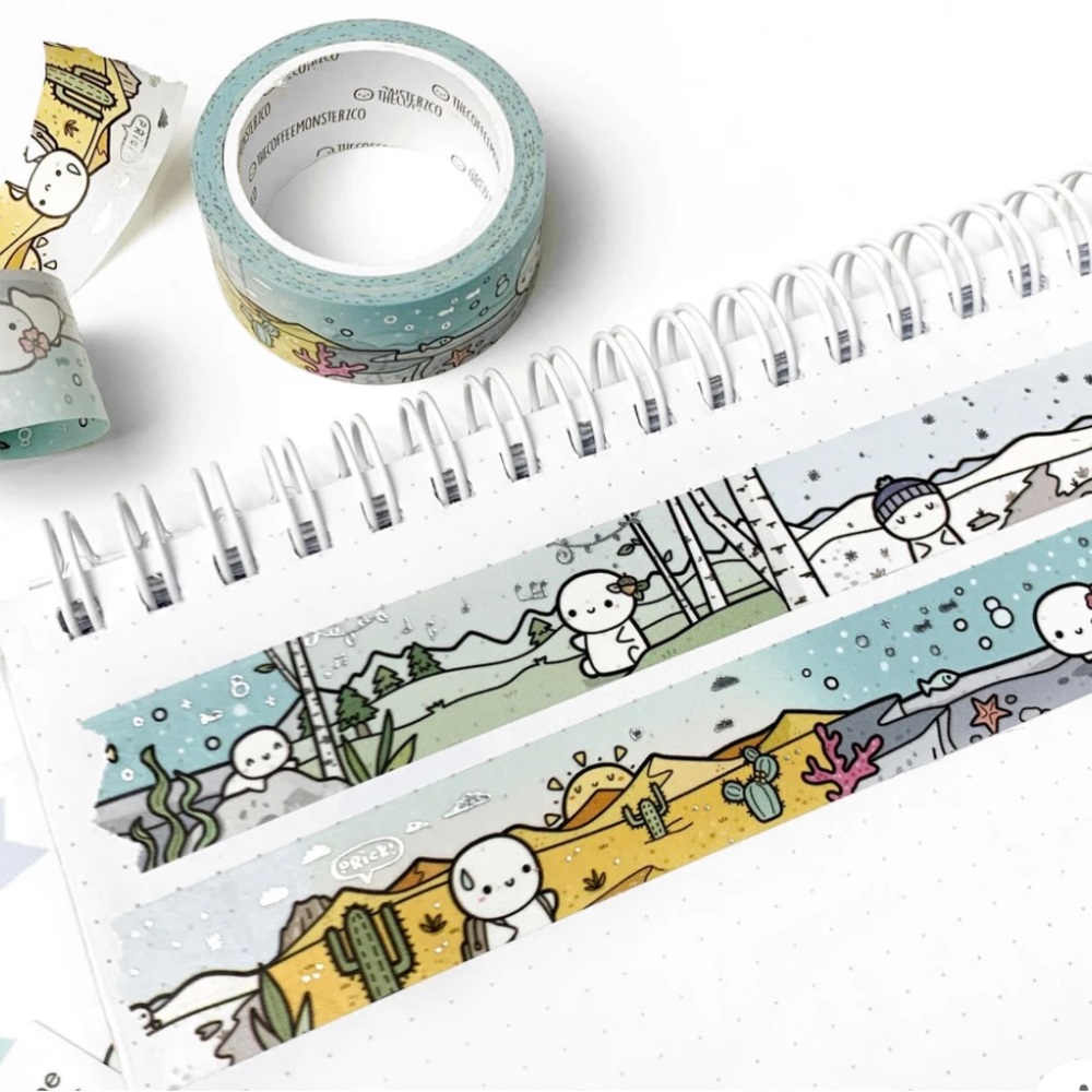 🆕 TheCoffeeMonsterzCo The Four Biomes Washi Tape - 18mm